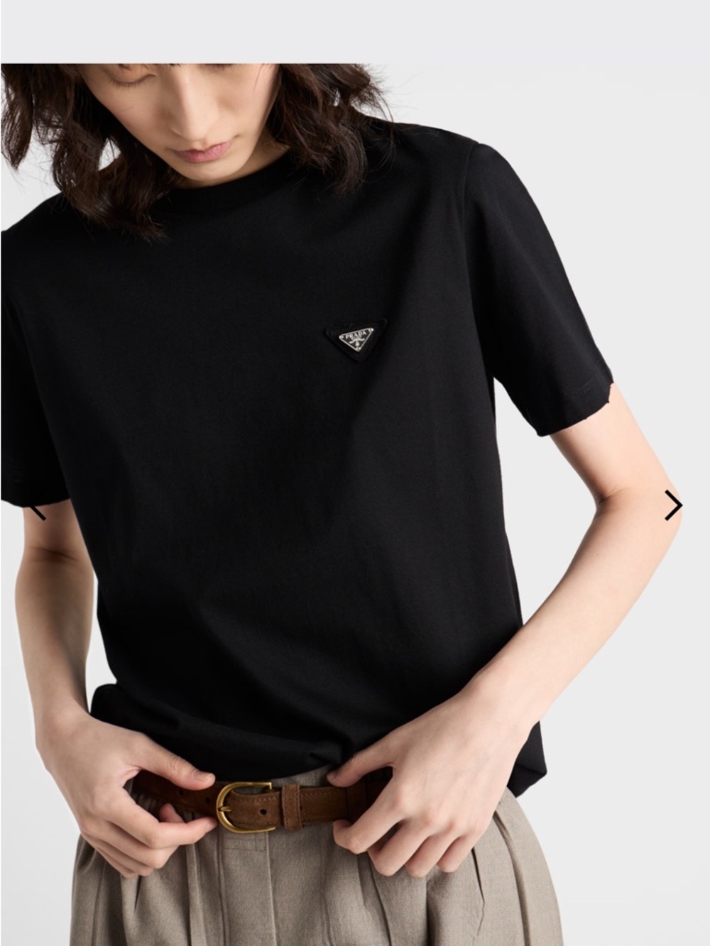 Prada Black Crewneck T-Shirt with Triangle Logo Patch XXL - Picture 2 of 6